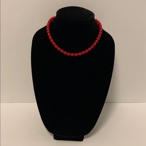 Red and Gold Beaded Necklace ❤️